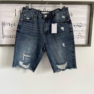 Ripped Blue Denim Jean Shorts for Women